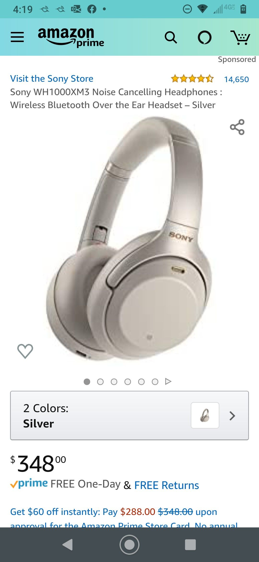 Sony over ear noise cancelling headphones