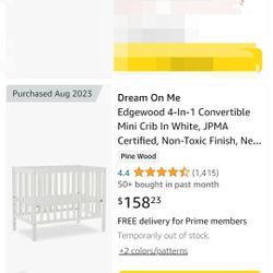 Mini Crib With Pad. ** Price Lowered **