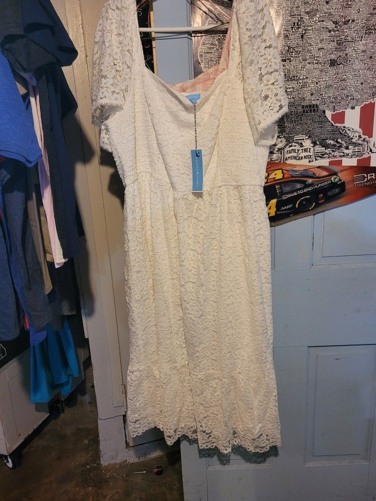 Sz 3x Draper James Deana Smocked Dress in magnolia white lace.