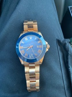 Men Rose Gold Blue Dial Watch automatic