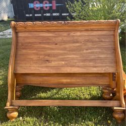 Hard Wood Queen Sleigh Bed And Night Stand