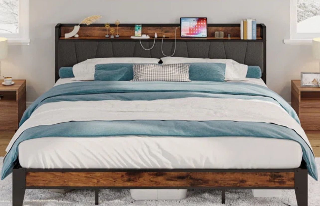 CALIFORNIA KING BED FRAME WITH PLUG