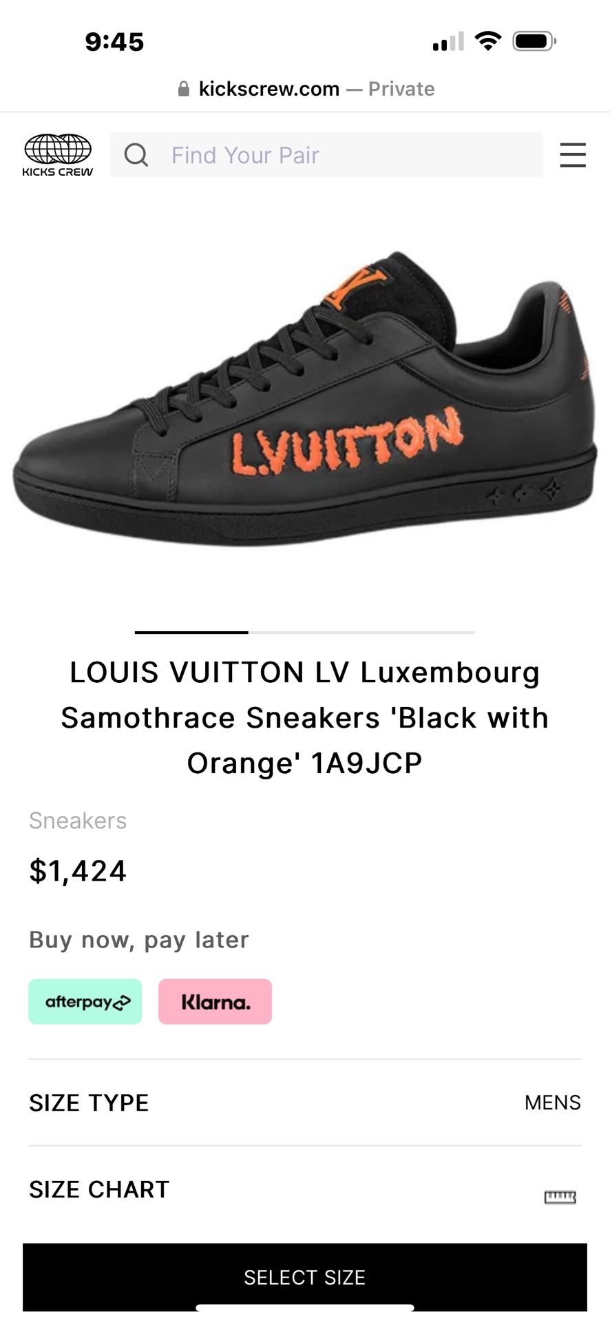 Authentic Louis Vuitton Men’s Black And Orange Sneakers