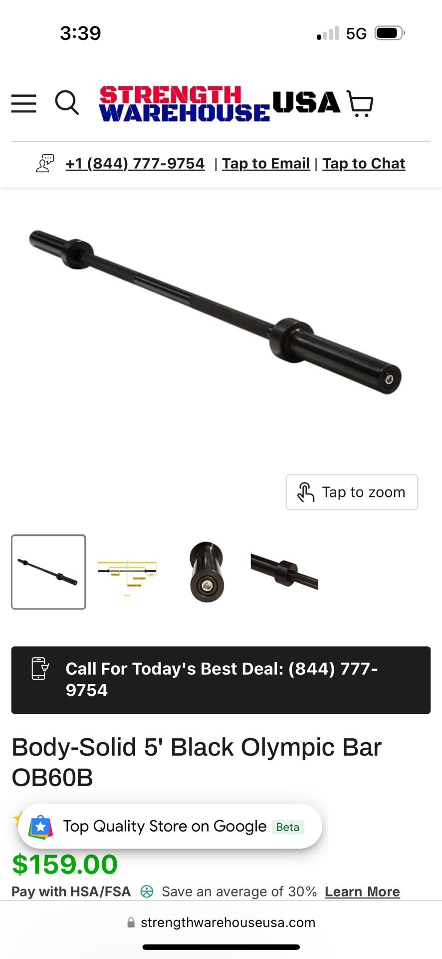 5 Foot Weightlifting Bar