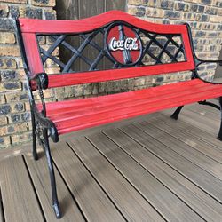 Coca-Cola Cast Iron and Wood Outdoor Garden Patio Park Bench