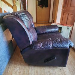 Recliner Rocker Leather Chair Dark Brown