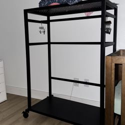 Black Metal Clothing Rack On Wheels w Lock
