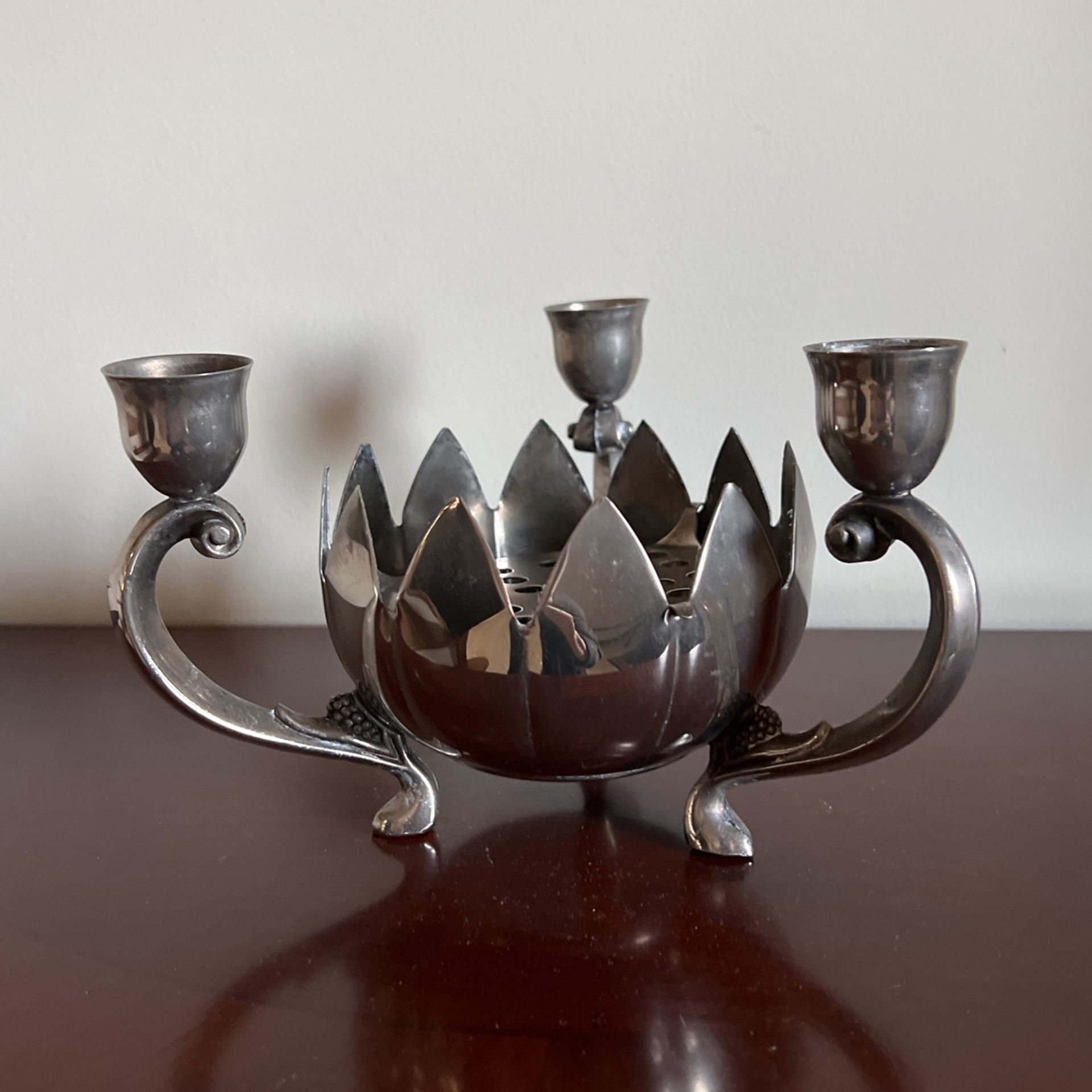 Silver Plated Candelabra With Insert for Cut Flowers