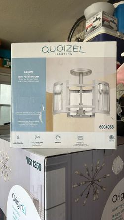 Quoizel Lexon 3 -Light 13-in Brushed Nickel Semi Flush Mount Light