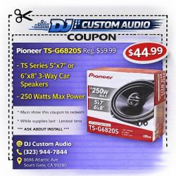 Pioneer G Series Car Speakers 1-Set 5x7 Or 6x8" 2-Way Coaxial Speaker System 250 W TS-G6820S 🚨 Payment Options Available 🚨 No Credit Needed 🚨 
