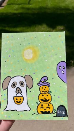 Halloween ghost dog painting