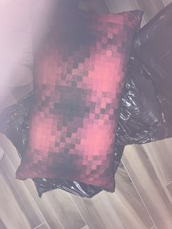 Decorative Red Plaid Oblong Pillow With Fringe