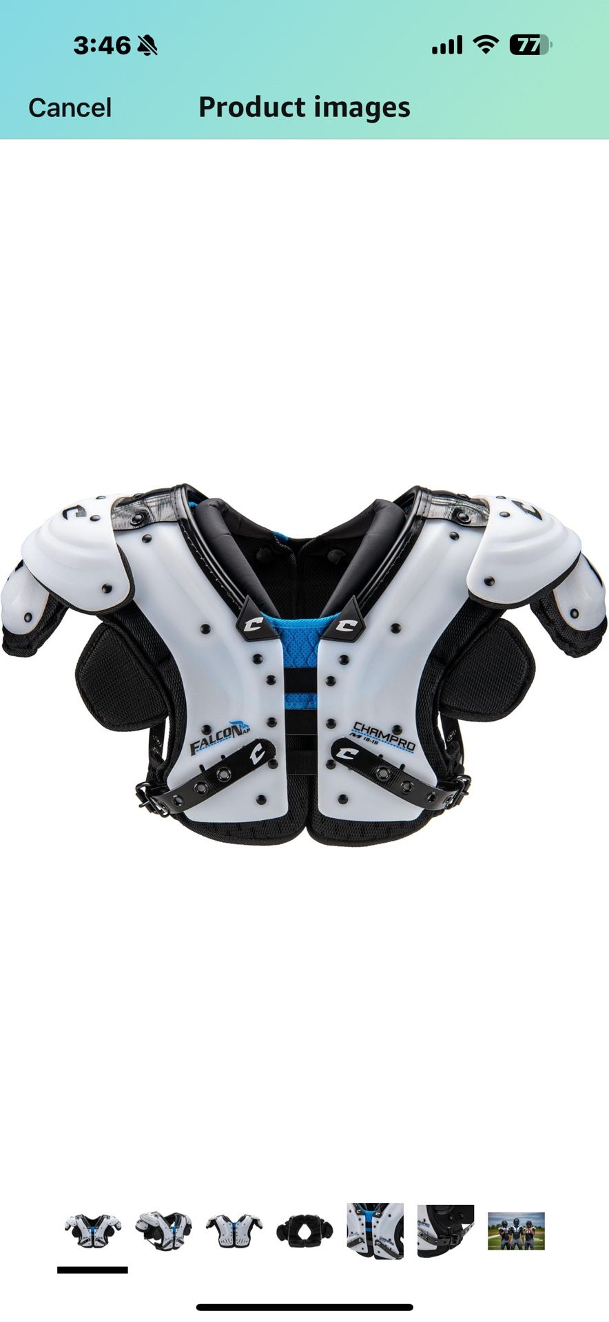CHAMPRO Falcon All Purpose Shoulder Pad Large Color White Brand CHAMPRO Material Plastic Sport Football Item dimensions L x W x H 24 x 16 x 13.75 in