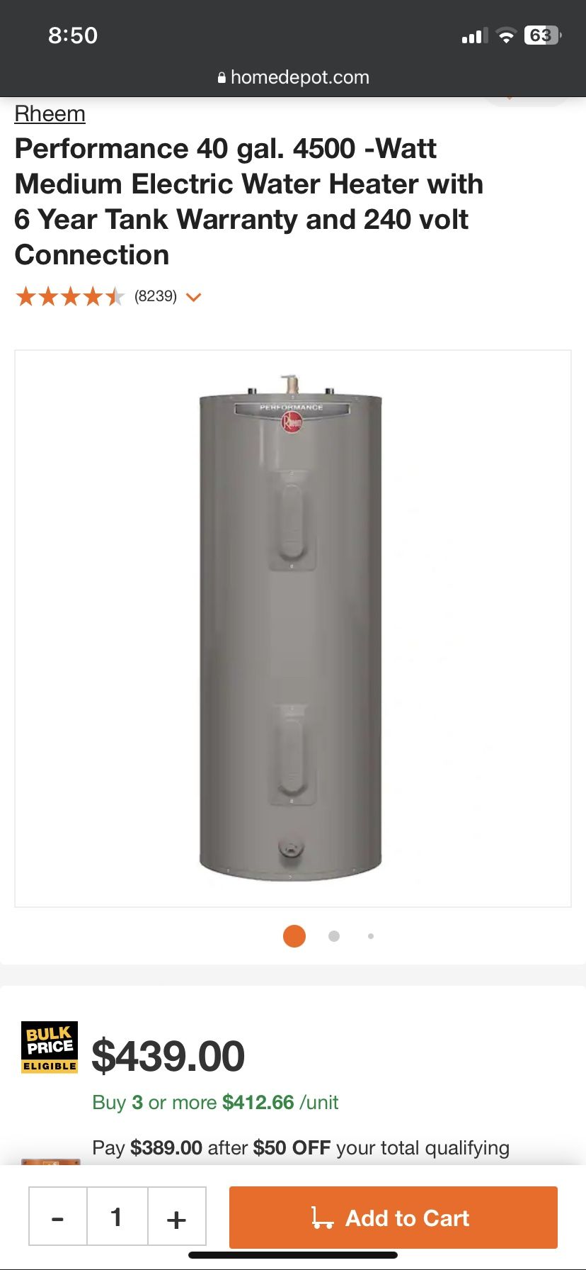 Rheem Water Heater Tank 40 Gallon for Sale in Hialeah Gardens, FL OfferUp