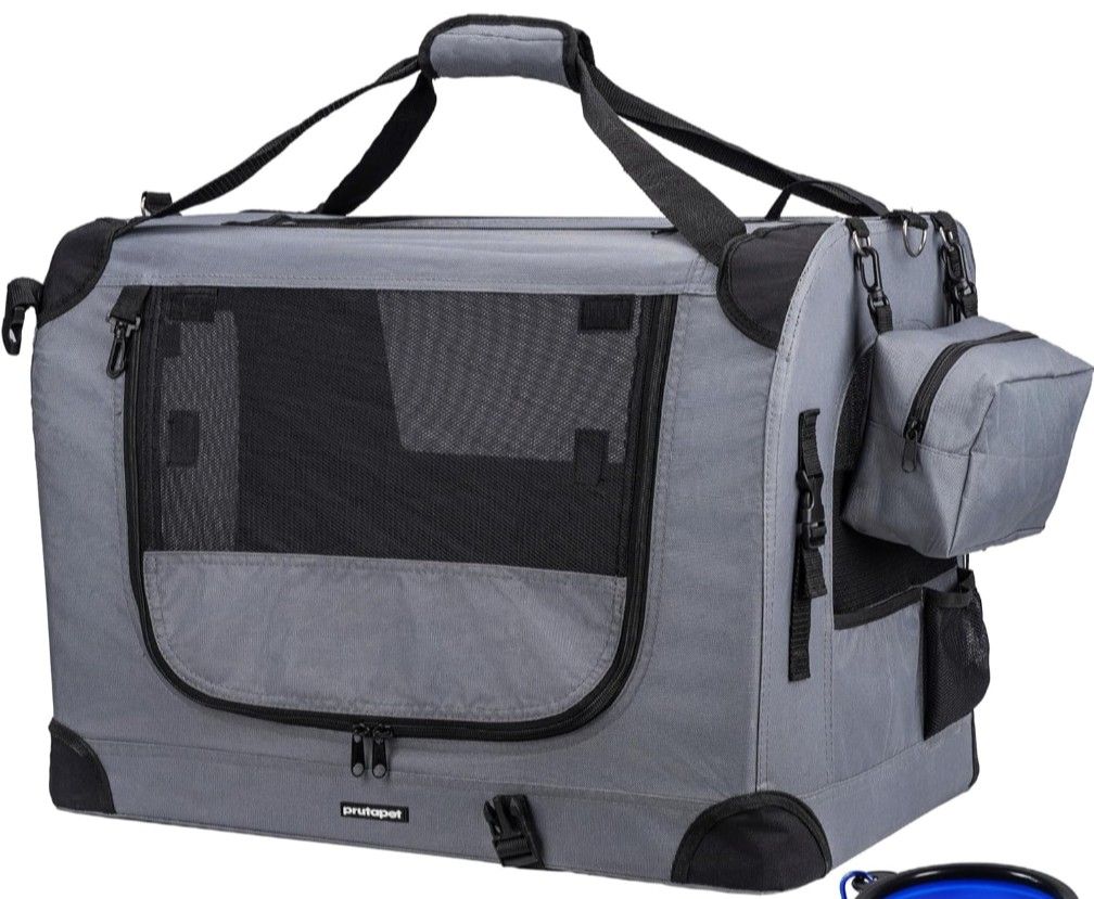 Large Cat Carrier 24"x16.5"x16.5" Portable Dog Crate for Small Medium Dogs Collapsible Traveling Pet Crate