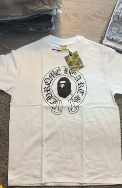 White Bathing Ape x chrome graphic T shirt