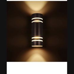 Outdoor Wall Lights Exterior, Modern Outside Sconce Wall Lighting, Exterior Light Fixture Wall Mount Oil Bronze Cylinder, Up Down Outdoor Lights for G
