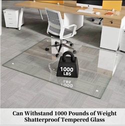 FlyEcho Glass Chair Mat 40" x 60" Tempered Glass Office Chair Mat