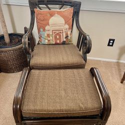 Wicker Chair And ottoman