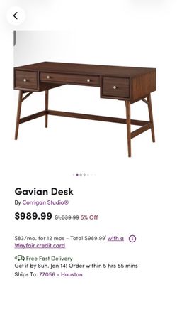 Mid-century modern desk