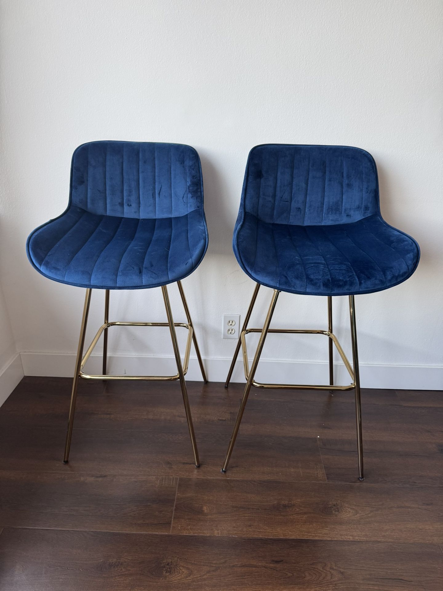 Blue Velvet Bar Stools