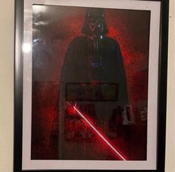 Darth vader custom art piece on black frame