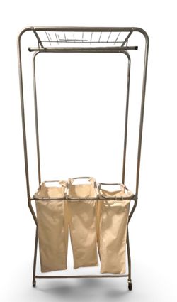 3-bag laundry sorter with hanging rack