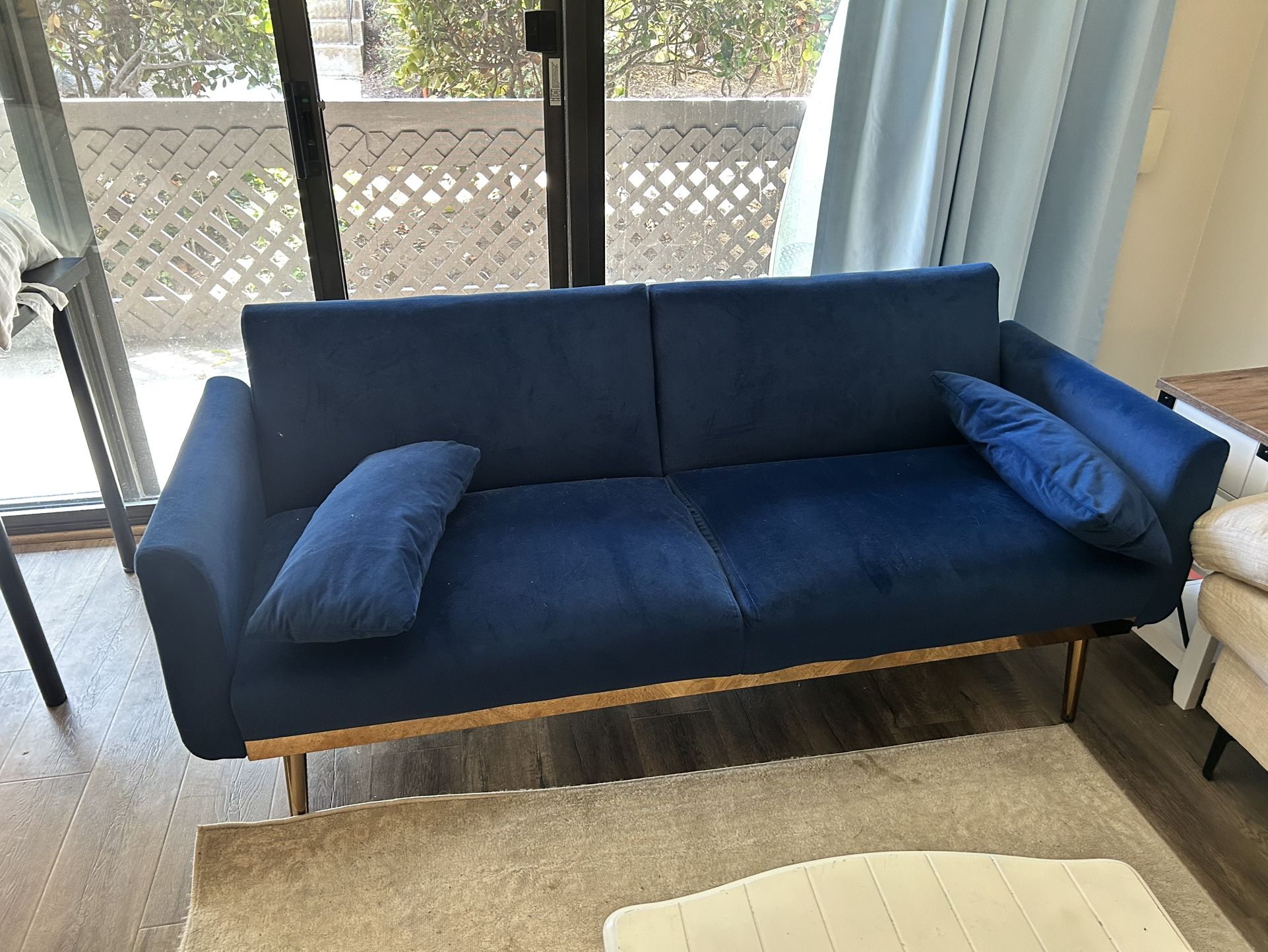 Blue Velvet Couch / Futon