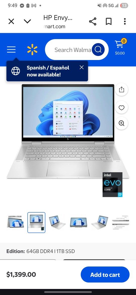 LIKE NEW HP Envy X360 64GB Ram 1TB SSD