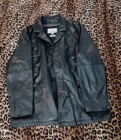 Black Leather Wilson Button-Up Jacket XL