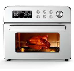 Gilati 13-Function-in-1 23.3 qt. Stainless Steel Countertop Air Fryer with Rotisserie, LCD Digital Screen