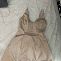 Rose Gold Satin Mini Dress w hidden Pockets