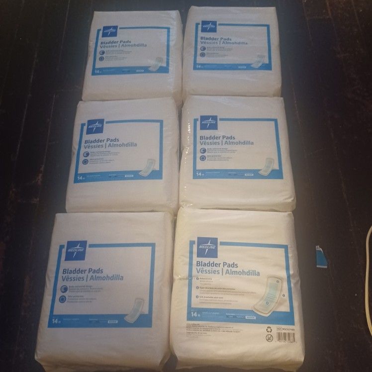 6 Medline Bladder pads. 14 Count.