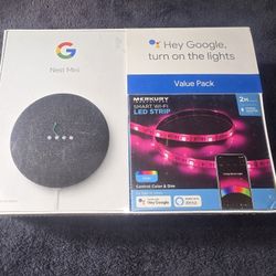 Google Nest Mini (Charcoal) + Merkury Innovations Smart LED Strip Light