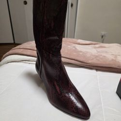 Brand New Vince Camuto Burgundy Snake Leather Boot