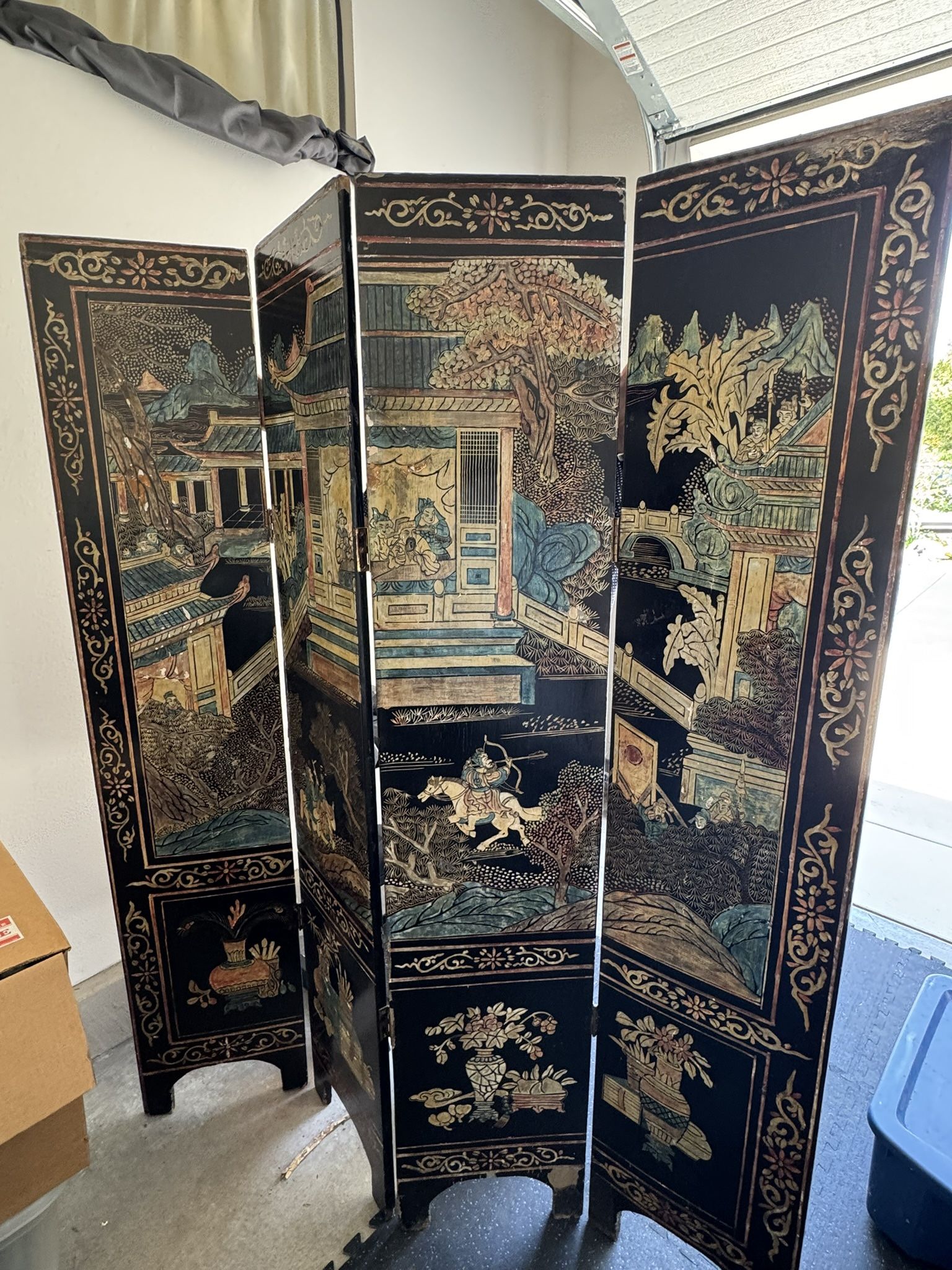 Asian Inlaid Screen -One Of a kind piece