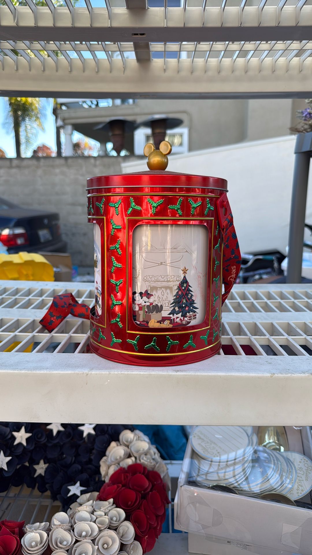 Holiday Christmas Mickey & Friends Musical Tin Popcorn Bucket