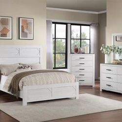 QUEEN BEDFRAME(no Mattress), NIGHTSTAND, DRESSER WITH MIRROR AMD CHEST 