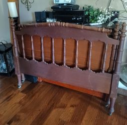 Antique Wood Bed Head Board, Foot Board W/rails