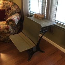 Antique - Wrought Iron School Desk