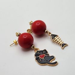 Asymmetrical Cat Earrings 