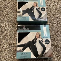  NWT Cuddl Duds Women’s Black Fleece Warm Layer Leggings Sz XL (2 pairs)