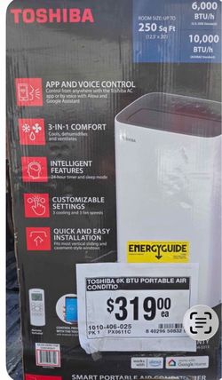 6,000 (DOE) BTU Portable Air Chat Conditioner Cool Ф 250 Sq. Ft. with Dehumidifier and Remote Control in White
