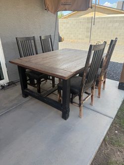 Farmhouse Dining Table with 4 Chairs