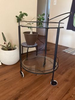 Glass Bar Cart w Wheels