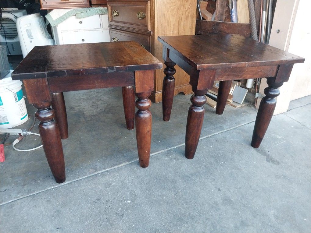 2 SOLID WOOD END TABLES