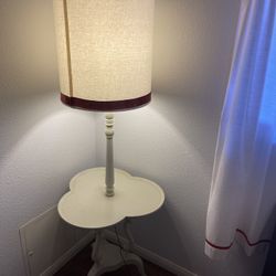 Antique Side Table With Built In Lamp