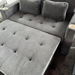 Black Sofa Bed W/cup Holders &usb Ports