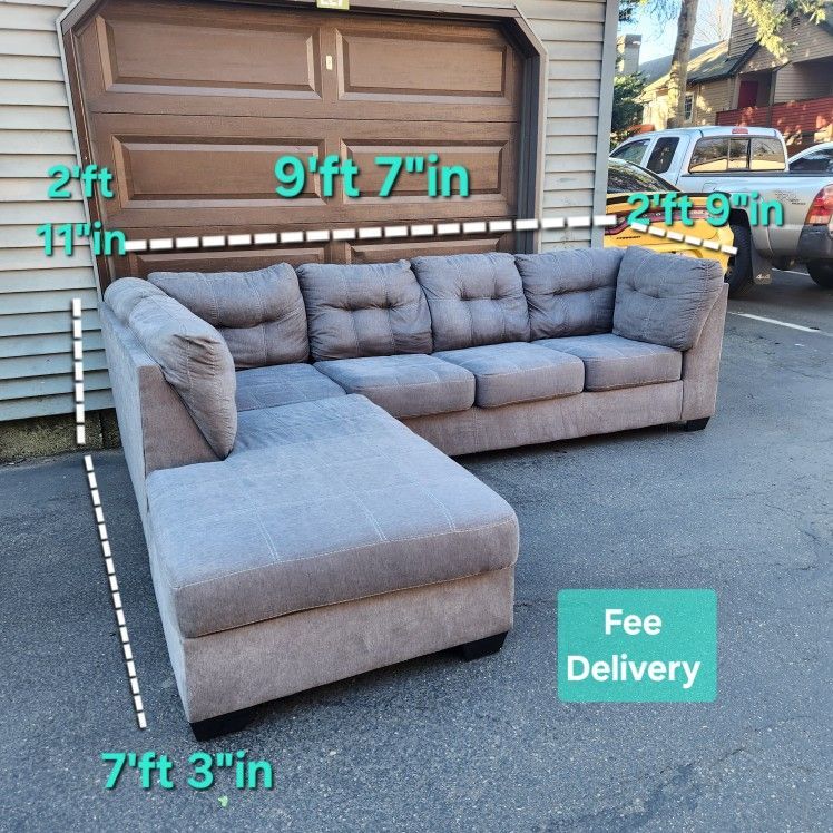 Free Delivery | Gray Ashley Furniture 2 Piece Fabric Sectional Sofa/ Couch