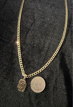 14K Yellow Gold Curb Chain 22" 4.5mm 13.1g + San Diego Pendant 1.8g | 14.9g Total